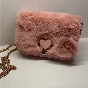 kate spade♠️nicola faux fur twistlock chain wallet